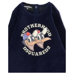 Blauwe Chenille Eend Print Rompers