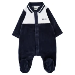 Blauwe Chenille Jumpsuit met Logo Detail