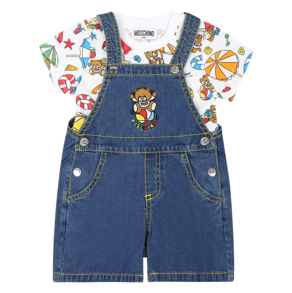 Blauwe Denim Overall met Teddy Bear