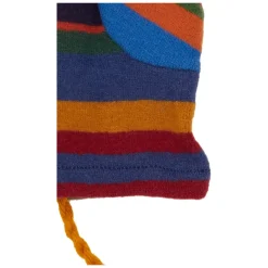 Blauwe fleece wanten voor kinderen met veelkleurige strepen