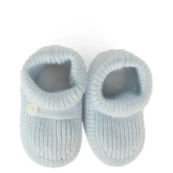 Blauwe Gebreide Baby Slofjes met Manchet