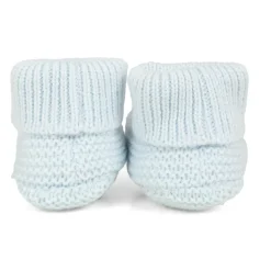 Blauwe Gebreide Baby Slofjes met Manchet