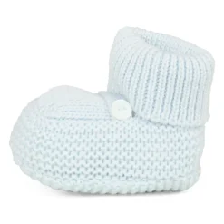 Blauwe Gebreide Baby Slofjes met Manchet