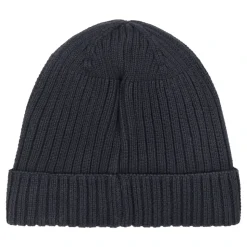 Blauwe Geribbelde Katoenen Beanie Muts