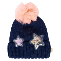 Blauwe Geribbelde Muts met Sterren