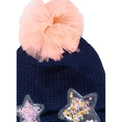 Blauwe Geribbelde Muts met Sterren