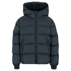 Blauwe Gewatteerde Donsjas met Capuchon