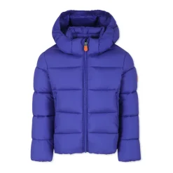 Blauwe Gewatteerde Donsjas met Capuchon