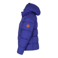 Blauwe Gewatteerde Donsjas met Capuchon