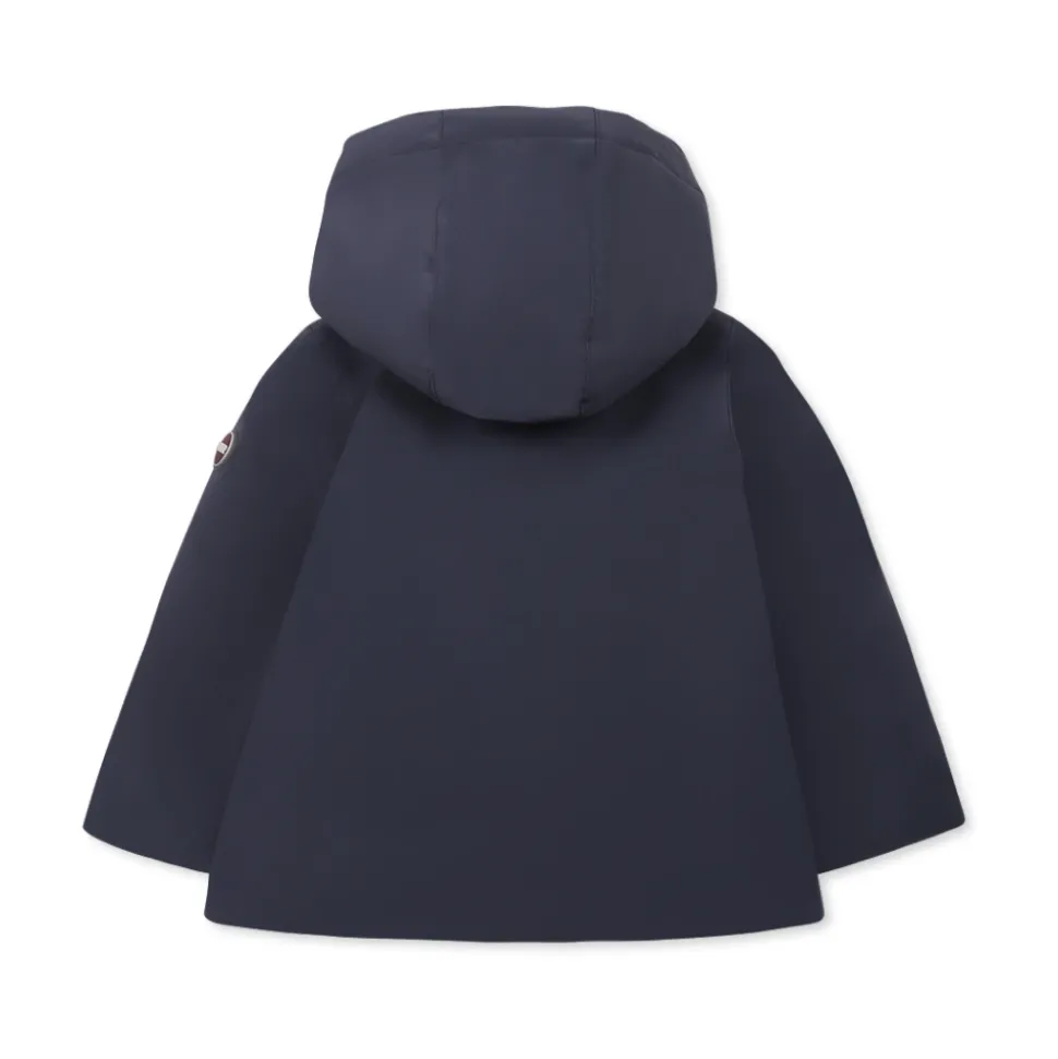 Blauwe Gewatteerde Donsjas met Capuchon