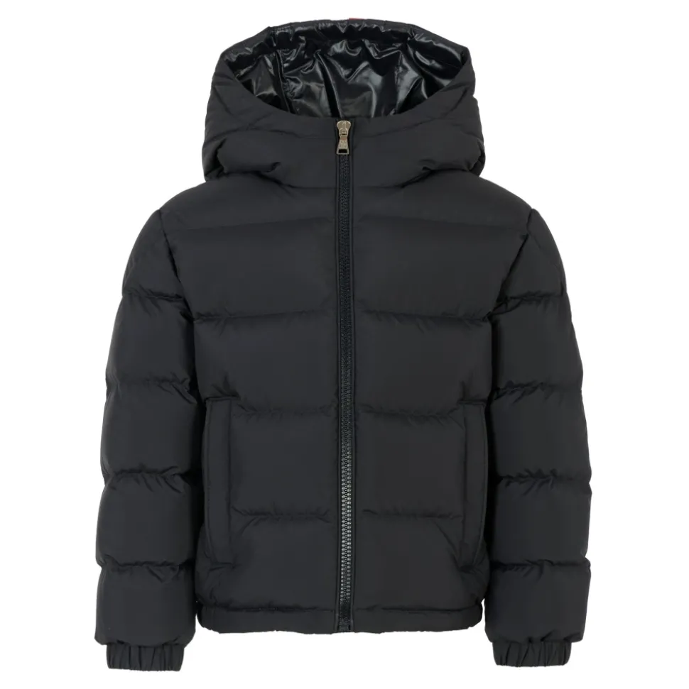 Blauwe Gewatteerde Donsjas met Capuchon