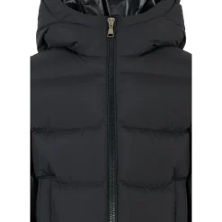 Blauwe Gewatteerde Donsjas met Capuchon