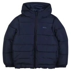 Blauwe Gewatteerde Jas met Capuchon