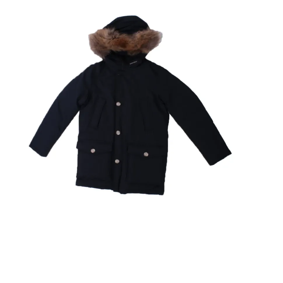 Blauwe Jas met Capuchon en Bontrand