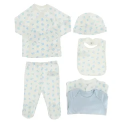 Blauwe katoenen geschenkset met logo-borduring