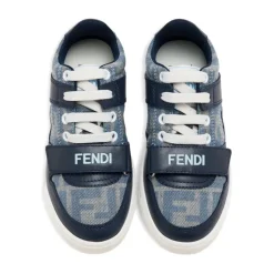 Blauwe Kindersneakers, Leer en Katoen