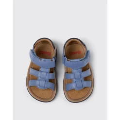 Blauwe Leren Haak Lus Sandalen Kinderen