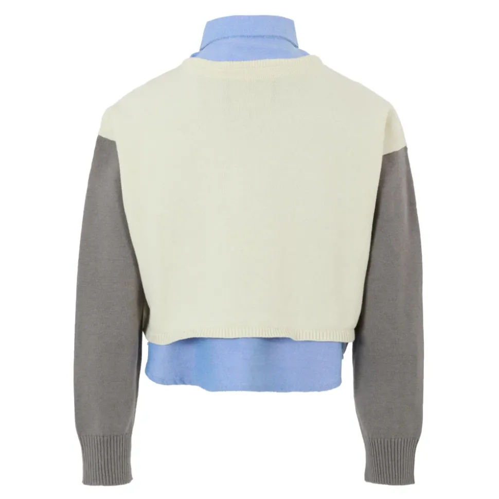 Blauwe Multicolor Trui met Lurex Logo