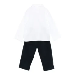 Blauwe Ribfluwelen Jurk Set Knoopsluiting