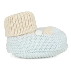 Blauwe Wol Baby Slofjes met Boorden