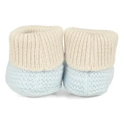 Blauwe Wol Baby Slofjes met Boorden