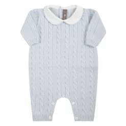 Blauwe Wollen Romper met Peter Pan Kraag