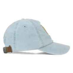 Blauwe zonneklep met leren band