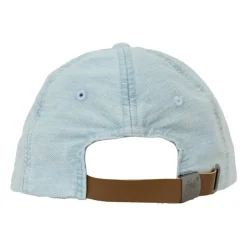 Blauwe zonneklep met leren band