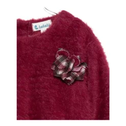 Bloemenapplicatie Trui Bordeaux Rood