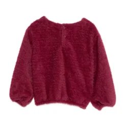 Bloemenapplicatie Trui Bordeaux Rood