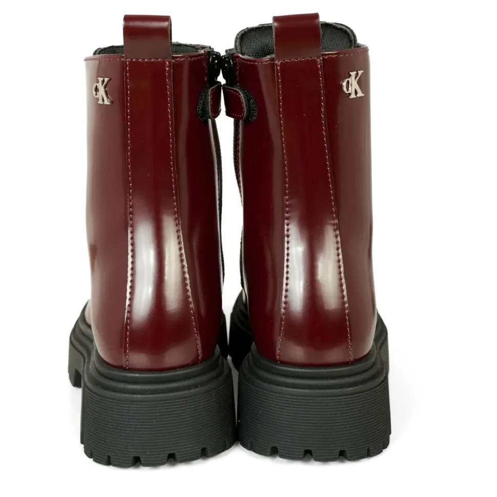 Bordeaux Biker Boots met Logo Detail