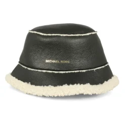Bruine Faux Leren Shearling Cloche Hoed