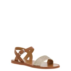 Bruine Glitter Sandalen met Open Neus