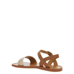 Bruine Glitter Sandalen met Open Neus