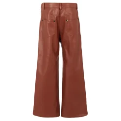 Bruine Imitatie Leren Casual Broek