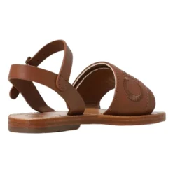 Bruine leren kindersandalen met ronde neus