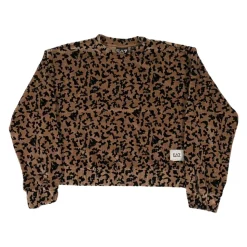 Bruine Luipaardprint Fluweel Cropped Sweater