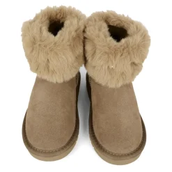 Bruine Suède Enkellaarzen met Nepbont