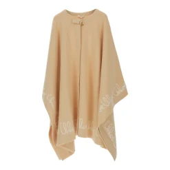 Cape met ronde hals en logo-letters op de randen van katoen