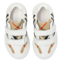 Check en leren sneakers