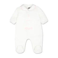 Chenille Babygrow met Roze Kraag