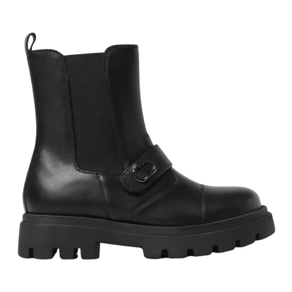 Chunky Sole Leren Enkellaarzen