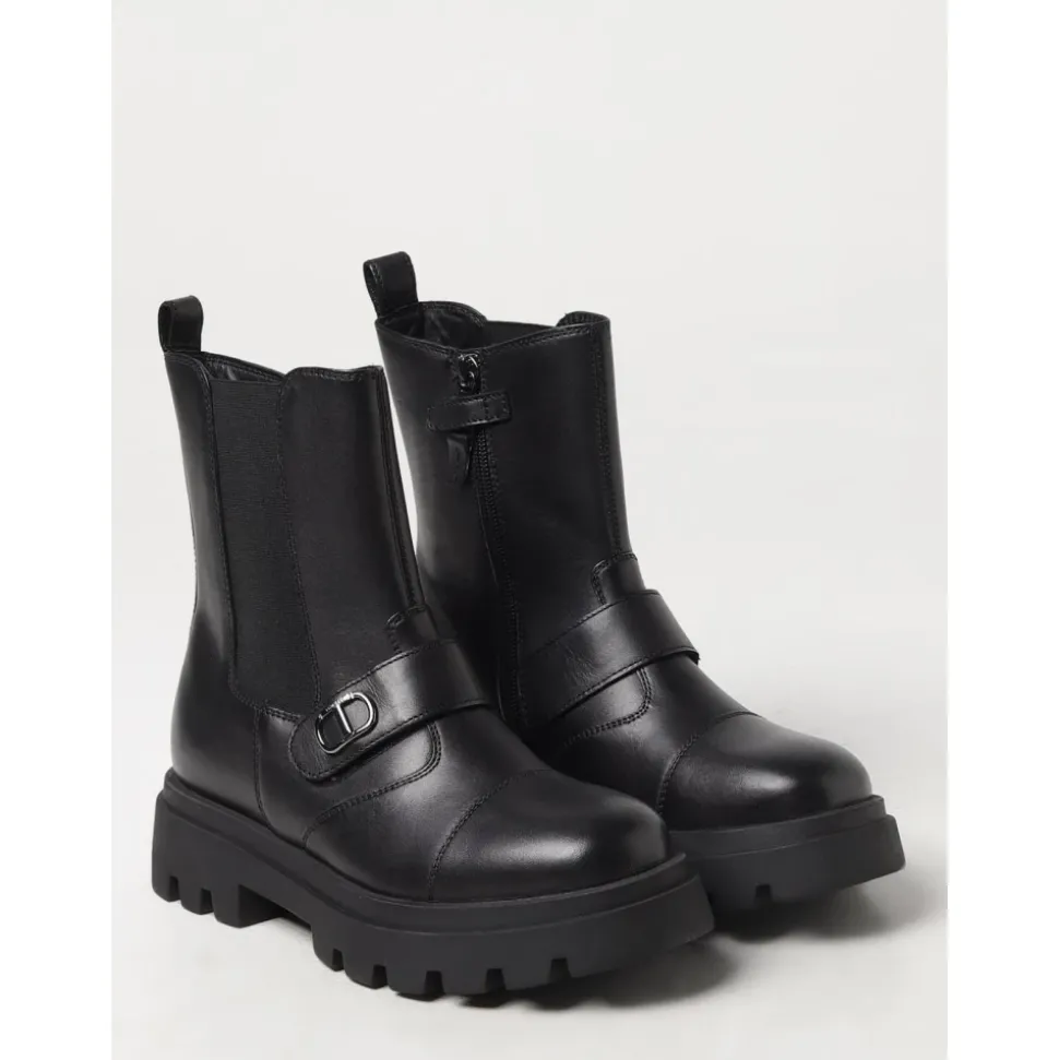 Chunky Sole Leren Enkellaarzen