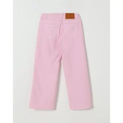 Comfortabele denim broek met wijde pijpen, zakken en elastische tailleband