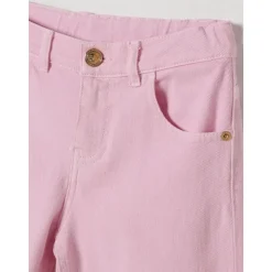 Comfortabele denim broek met wijde pijpen, zakken en elastische tailleband