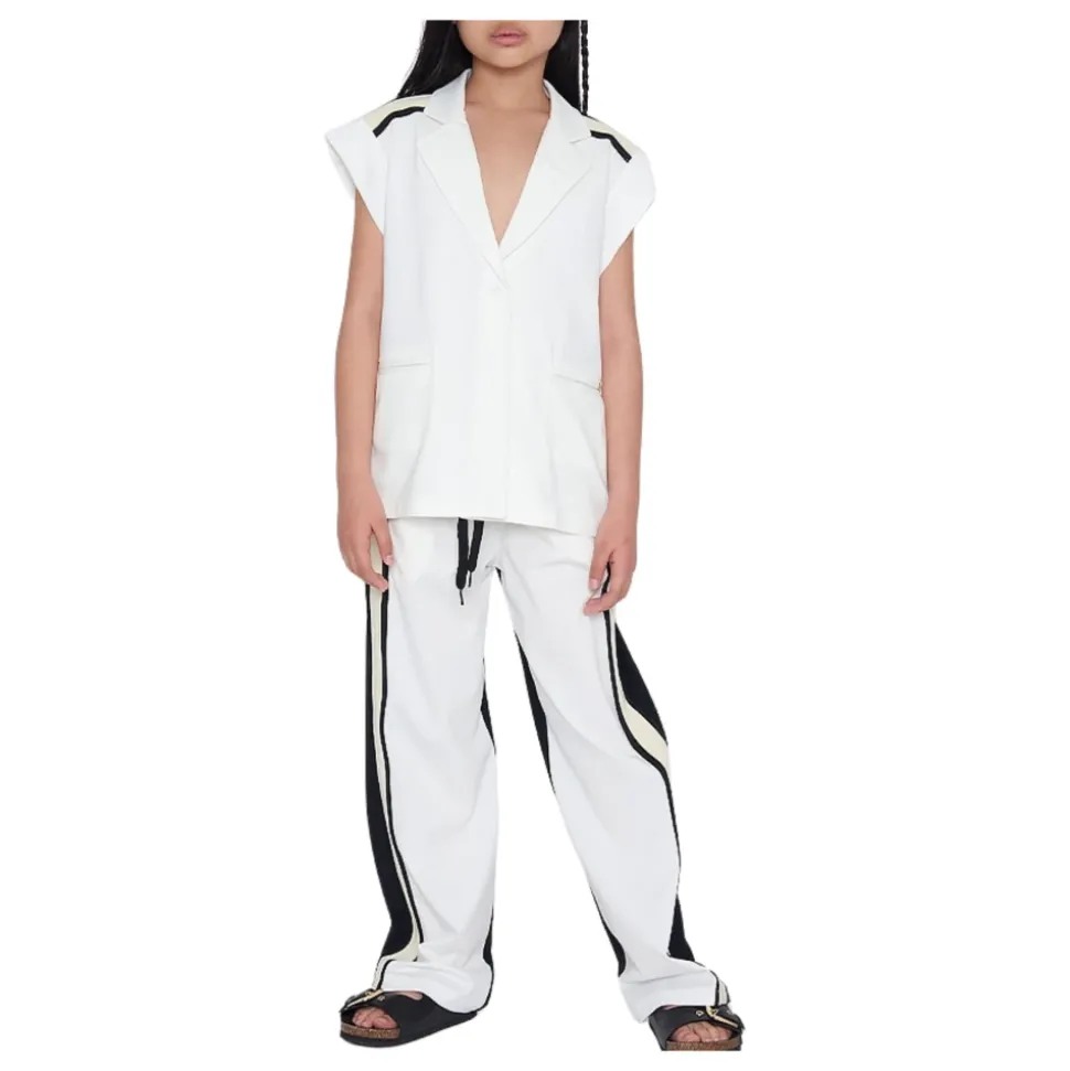 Crème Vest met Zwarte Streep Detail