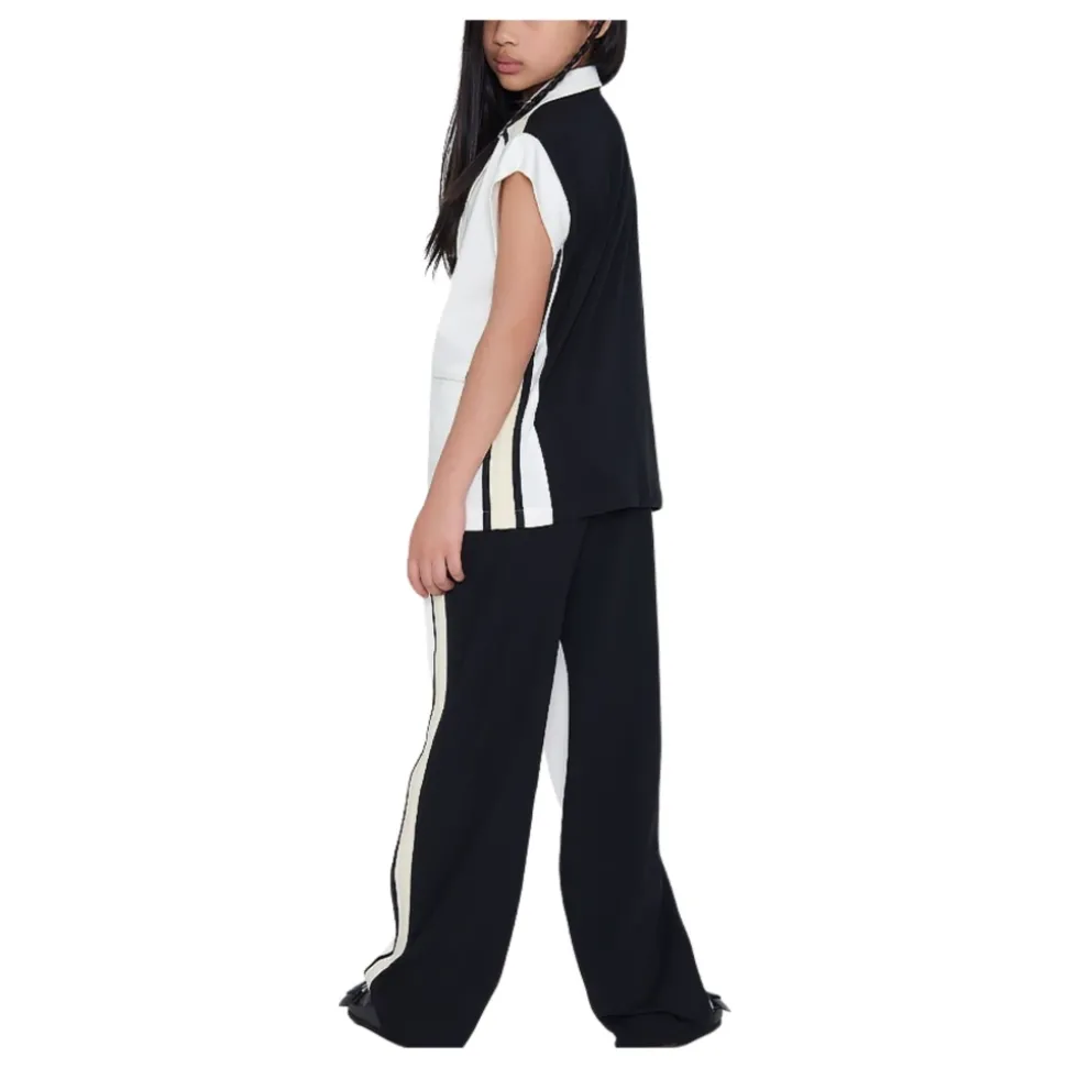 Crème Vest met Zwarte Streep Detail