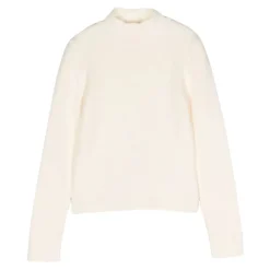 Crèmekleurige Geribbelde Trui met Logo Borduurwerk