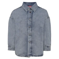 Denim Katoen Lange Mouwen Geborduurd Overhemd