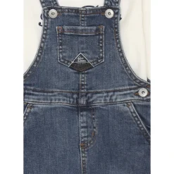 Denim Overall Set met Off White T-shirt